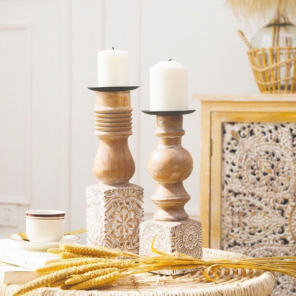 

candle holders christmas retro holder stand wooden pillar vintage tea light decoracao para casa candlestick dl60zt