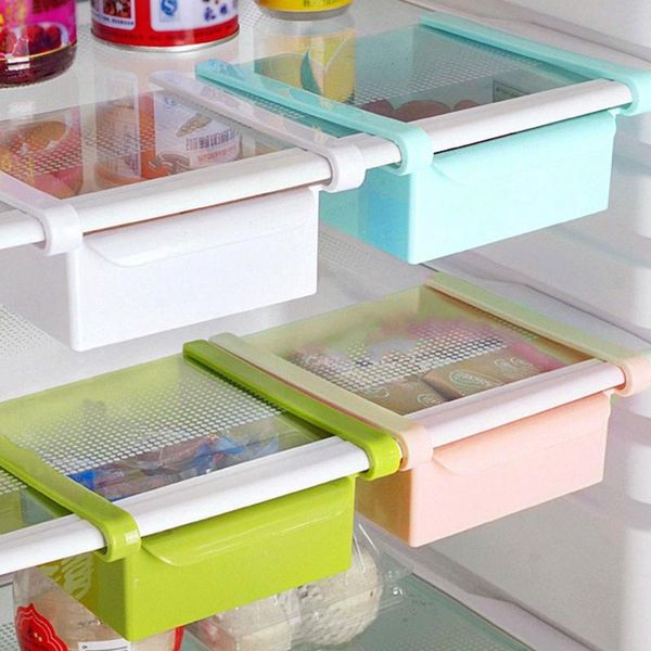 

storage bottles & jars 1pcs adjustable fridge baskets refrigerator rack organizer kitchen accessories plastic pull-out drawer