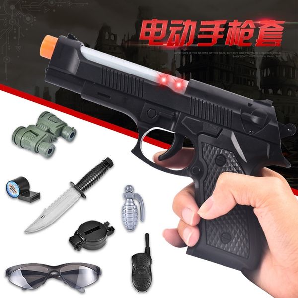 

children's electric voice gun toy simulation music light military model pistol