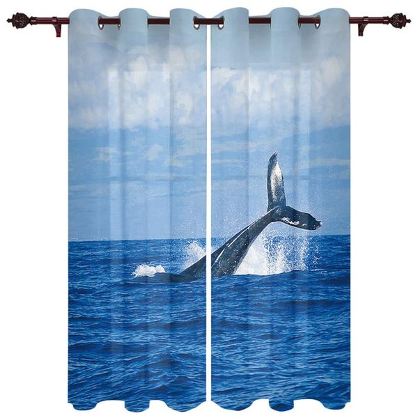 

polyester translucent curtains ocean dolphin jumping pattern luxury for living room kitchen bedroom windows curtain & drapes