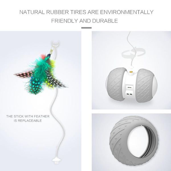 

cat toys color feather ball for automatic rolling interactive toy pet supplies