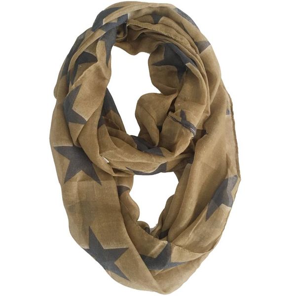 

scarves fashion lightweight women infinity scarfs army green stars print polyester soft ring gifts small sheer 180*50 cm, Blue;gray