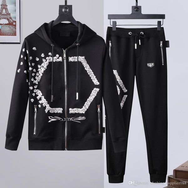 

wholesale pp phillip plain mens casual tracksuit skull hooody luxury hooded men hoodies sportswear sweatshirt suit jacket designs couples te, Gray