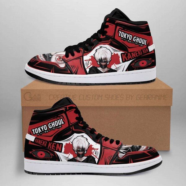 

customization ken kaneki sneakers tokyo ghoul anime high shoes custom