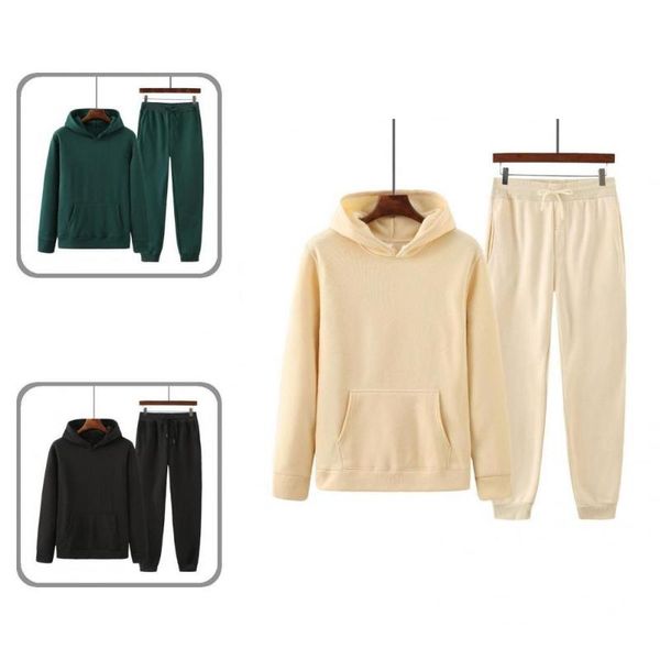 

men's tracksuits women men fashion hooded thick sweatshirt drawstring pants set cold resistant long sleeve streetwear, Gray