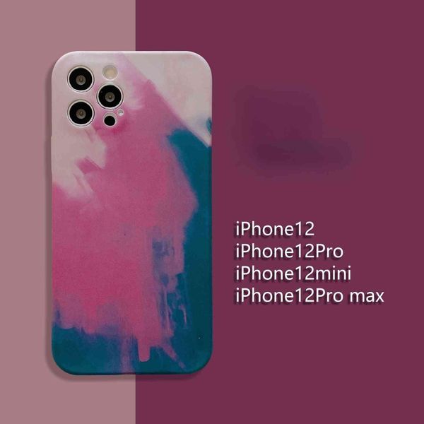 

imitation liquid silicone suitable for apple 12 mobile phone case watercolor iphone 11pro max water paste soft rainbow 8plus