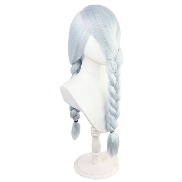 

anime jujutsu kaisen mei wig cosplay light blue thick braids braided long ponytails synthetic hair sorcery fight role play, Black