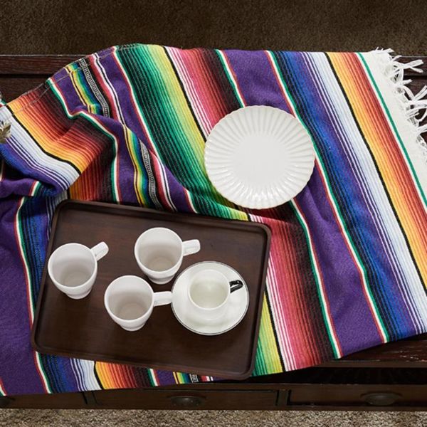 

blankets mexican style rainbow blanket home tapestry beach picnic mat tablecloth camping