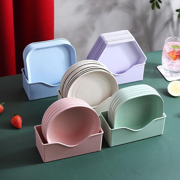 

dishes & plates 5/6pcs wheat straw tableware reusable household seasoning solid soybean dish sauce salt snack small plate kitchen supplies