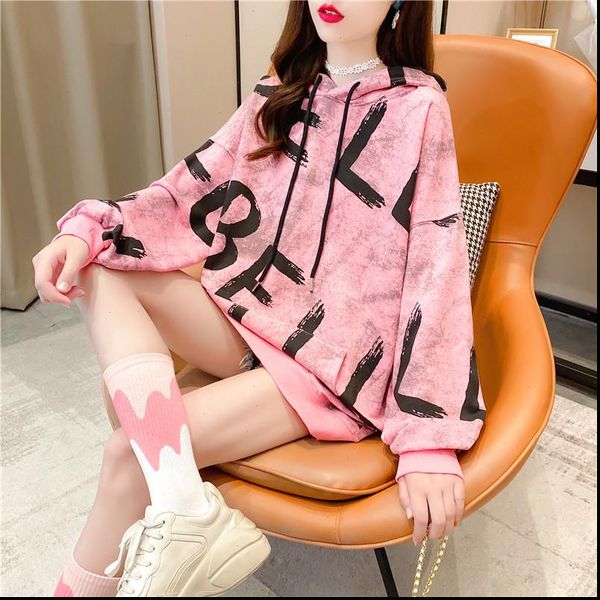 

womens blouses autumn winter warm fleece women letter printed harajuku hoddies loose korean fashion ns4645, White