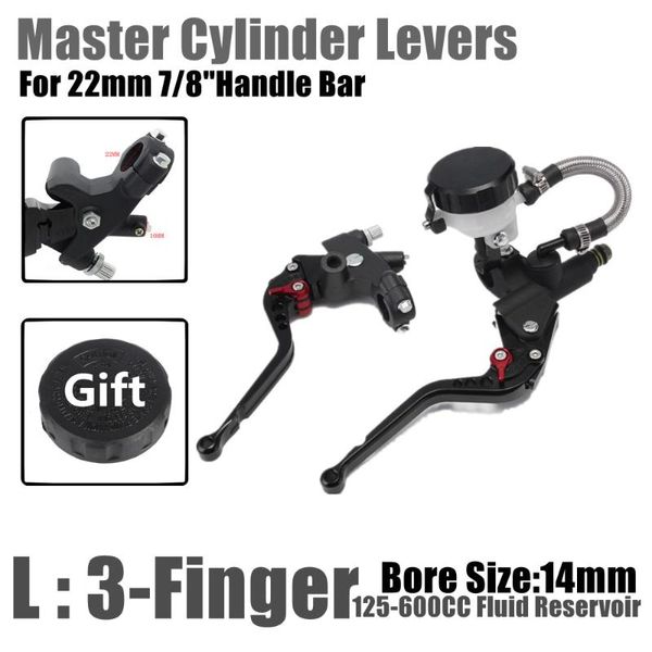 

motorcycle brakes 7/8 '' 22mm 3 2 finger adjustable black hydraulic matser cylinder brake clutch levers fluid reservoir 125-600cc