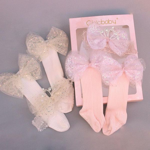

hair clips & barrettes 0-2 years born band socks gift set children's headdress baby headband princess girl, Golden;silver