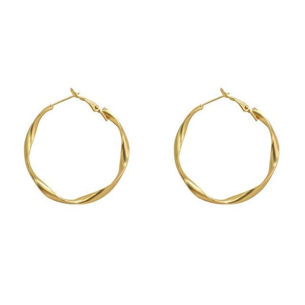 Orecchini a cerchio Big Twist Circle Brincos Simple Party Orecchini rotondi in metallo oro 14 carati per gioielli da donna