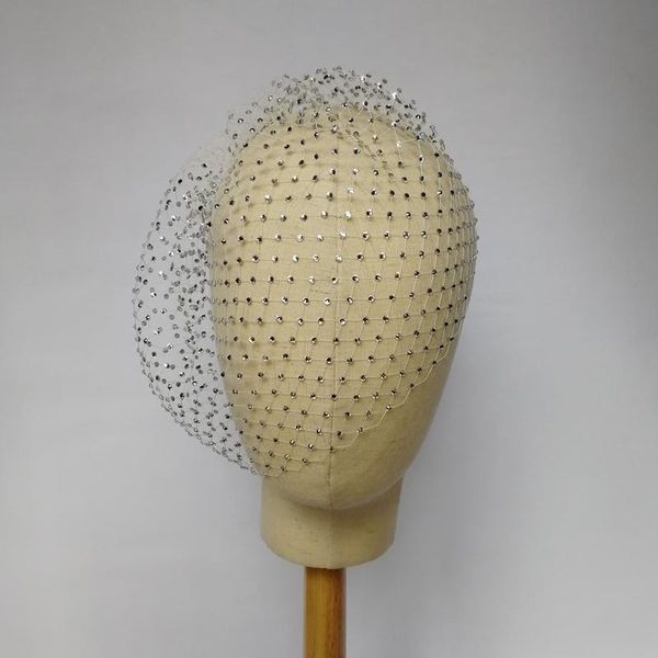 

bridal veils birdcage veil blusher , rhinestone bandeau wedding accesory, Black