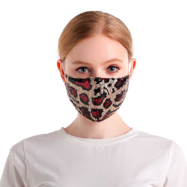 

leopard pattern sequin washable dustproof, men's and women's personalized decorative breathable mask