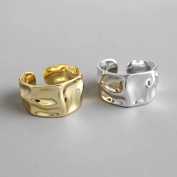 Semplici anelli di apertura di fidanzamento vintage per donne Coppia regali di gioielli ridimensionabili fatti a mano geometrici irregolari alla moda