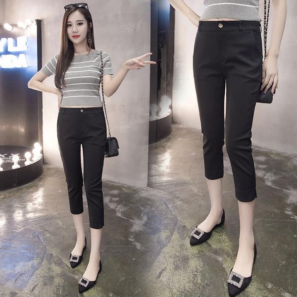 

women's pants & capris black capri suit summer thin small professional trousers leggings, Black;white