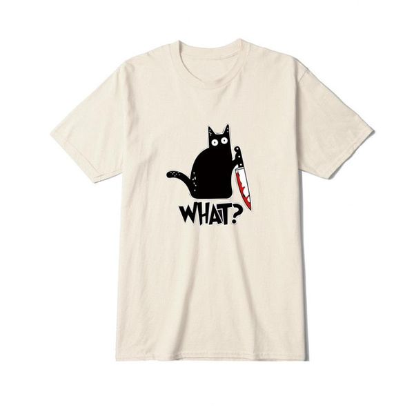 

men's t-shirts cartoon black cat what print tshirt women casual sweat loose tee clothes oversize summer crewneck simplicity womens t-s, White;black