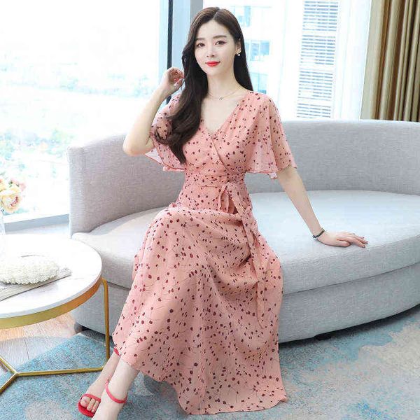 

casual dresses broken flower sweet first love women's dress summer pink chiffon long small frh skirt, Black;gray