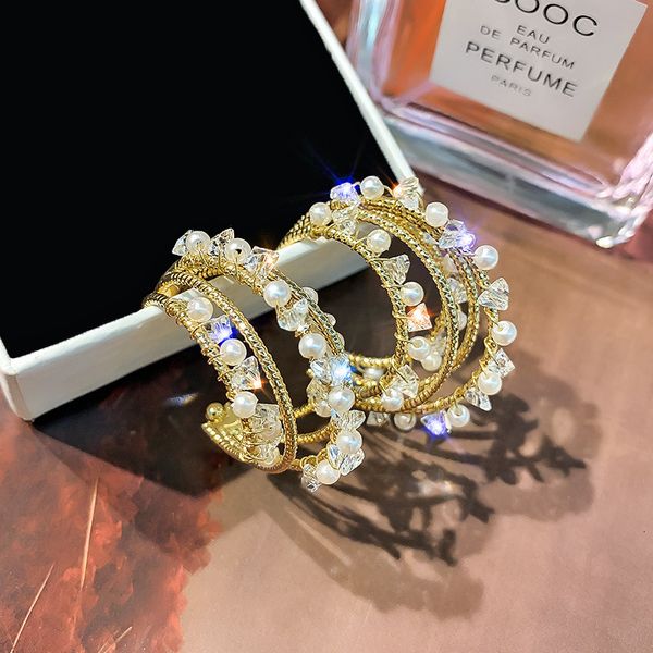 

bohemian earrings 925 silver needle pearl zircon alloy c-ring temperament elegant goddess earrings female