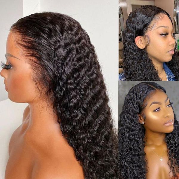 

closures wholesale long hair 28 30 inch deep wave lace front 13x4x1 t part brazilian human for black women, Black;brown