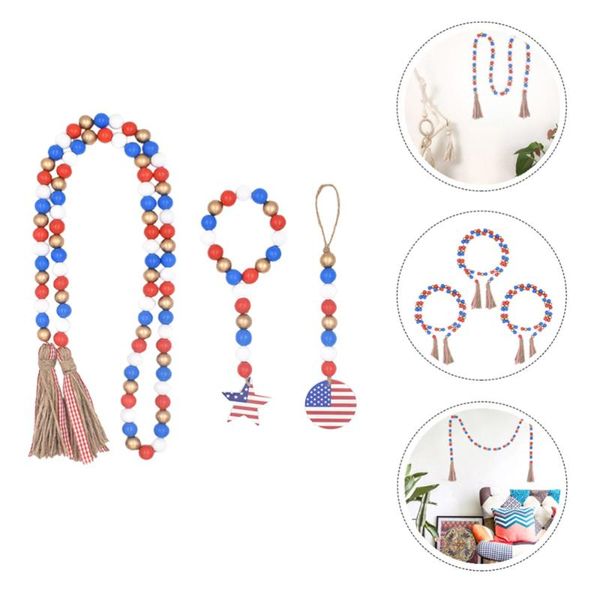 

decorative objects & figurines 3pcs independence day theme bead string pendant tassel diy pendants adornments