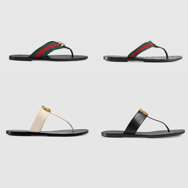 

70% off wholesale sandals flip-flops slipper designer slide summer sandals fashion men beach indoor flat flip flops leather lady women shoes, Black