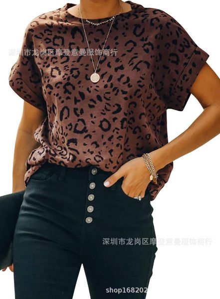 

women's t-shirt 2021 summer short-sleeved printed round neck european and american, White