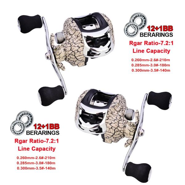 

baitcasting reels proberos carretilha de pesca 10kg max darg low profile reel 12+1bb 7.2:1 double line cup fishing bait casting 2021