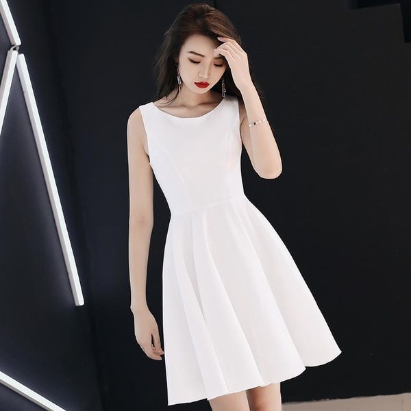 

ethnic clothing noble white evening party dress elegant a-line formal short prom gowns slim birthday temperament banquet, Red