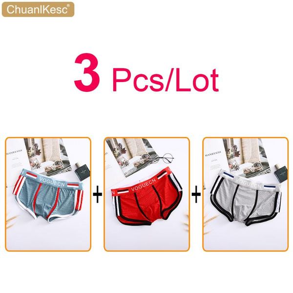 

underpants 3 pcs/lot men's underwear mesh low waist small boxer pants close fitting and comfortable sports shorts 2021 brand, Black;white