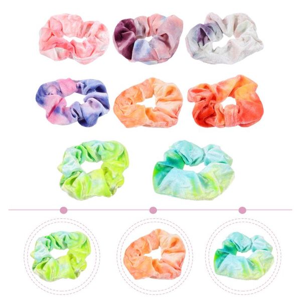 

hair clips 8pcs tie-dye gradient color ropes fashion rings scrunchies