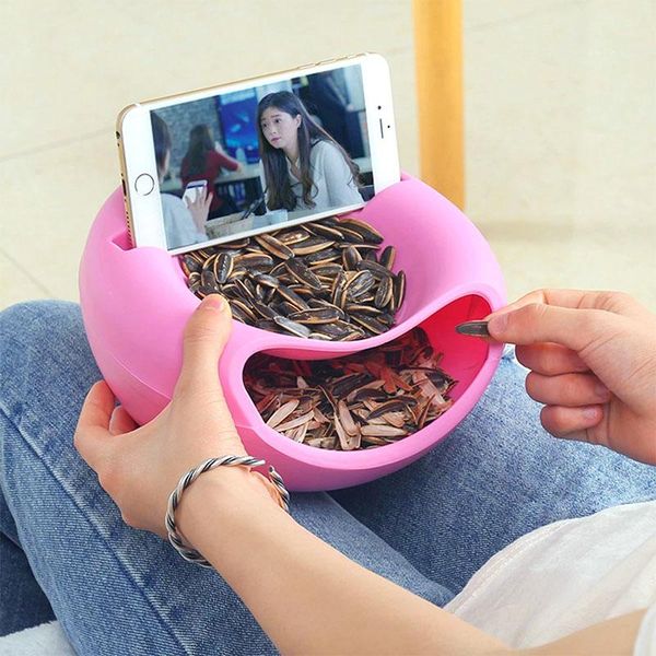 

dishes & plates modern creative double-layer storage tray box leisure snack bowl fruit melon mobile phone support sofa lazy shelf