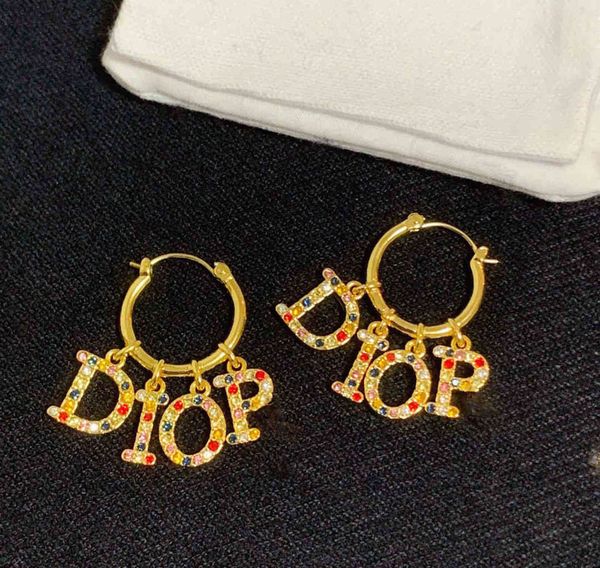 

70% off gold letter color diamond earrings 2021 new red star and earrings, Silver