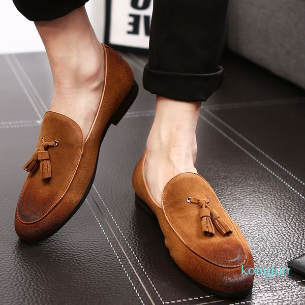 

designer- casual shoes leather cow suede tassel men loafers designer brand slip on dress shoes oxfords shoes for man red sole, Black