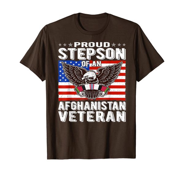 

proud stepson of afghanistan veteran patriotic family gifts t-shirt, White;black