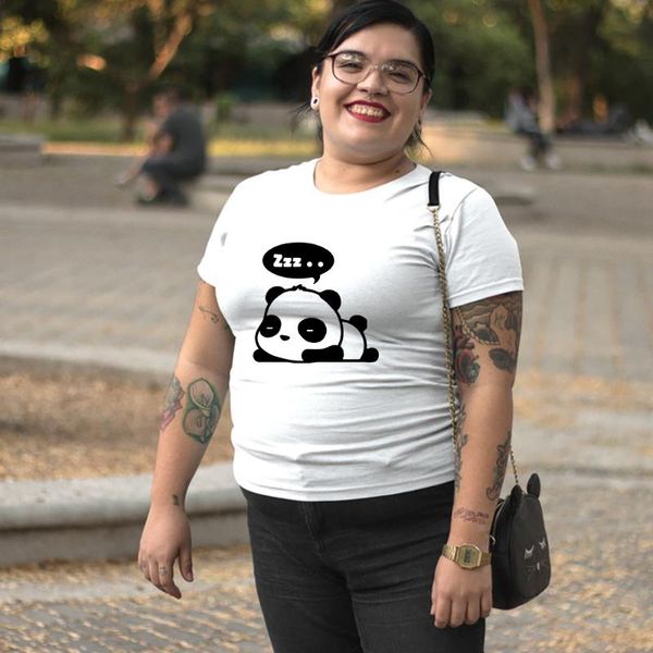 

plus size t-shirt sleeping panda cute t shirts for girls ropa aesthetic 6xl harajuku summer clothes women white print wholesale, Black