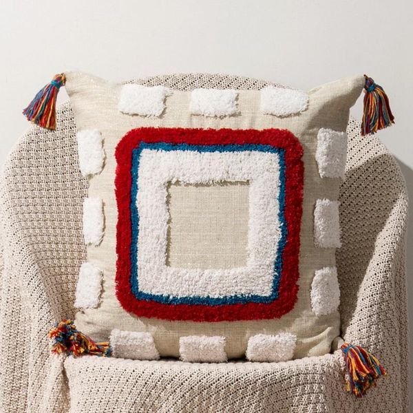 

pillow case cushion cover tassels boho style ethnic handmade luxury moroccan 45x45cm c
