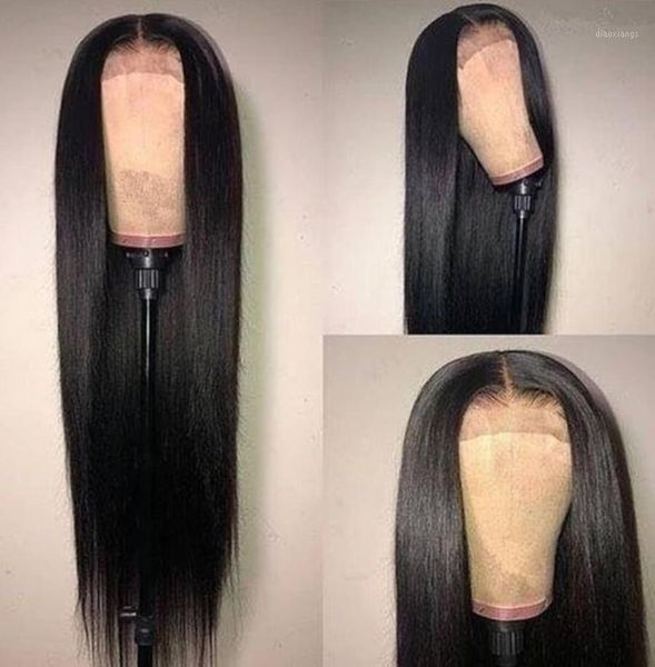 

abijale 13x4 lace front human hair wigs 28-40 inches straight wig 4x4 5x5 6x6 closure preplucked remy1, Black;brown
