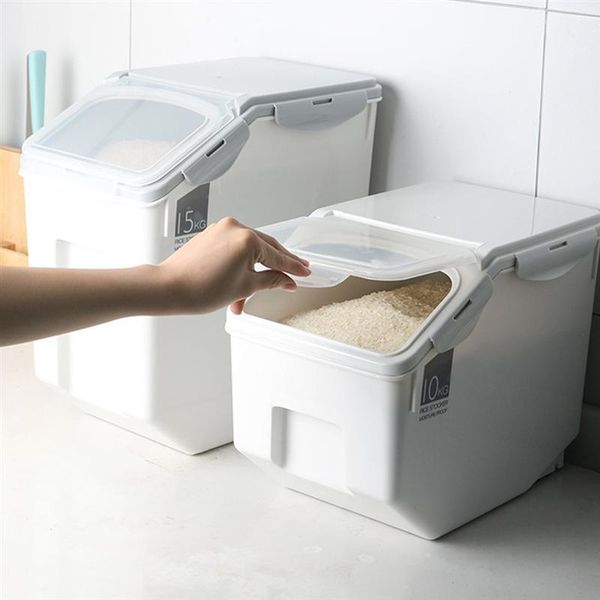 

storage bottles & jars household rice bucket flip cylinder sealed moistureproof flour organizer plastic multi-functional box