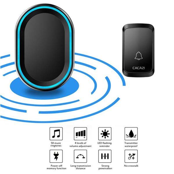 

doorbells smart wireless ac doorbell home waterproof 300m 20-80db us eu uk plug led door bell for villas school