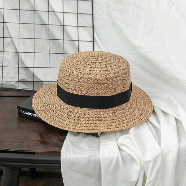 

wide brim hats summer outdoor leisure travel straw hat sunscreen, Blue;gray