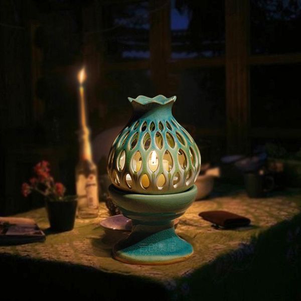 

candle holders creative european retro ceramic holder table decoration accessories dinner geometric rotating portavelas household ec50zt