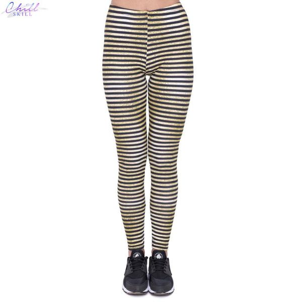 

women's leggings chill skill linear style women legging gold faraon printed arrival woman pants, Black