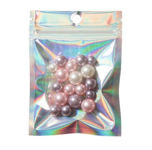 Frente Clear Back Glittery Glittery Foil Package Bag Produto Eletrônico Sacos de Armazenamento de Jóias Brinco Mylar Bolsa
