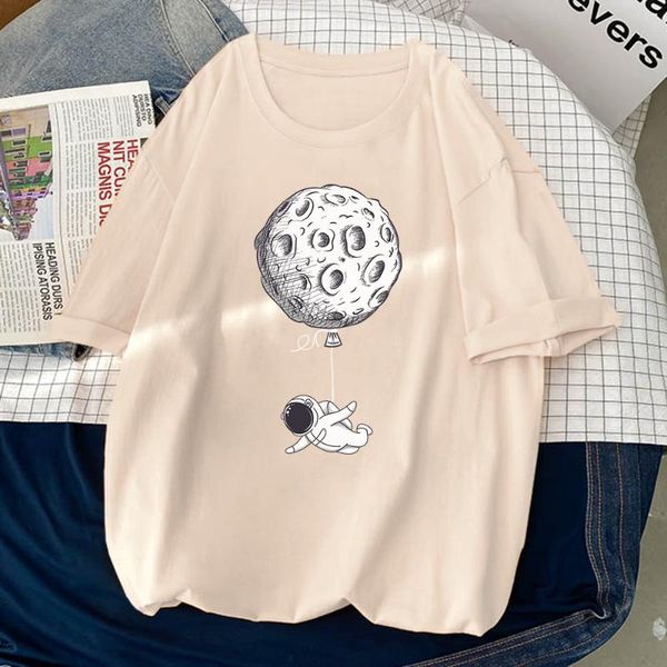 

women's t-shirt cosmonaut printing t shirt womens casual harajuku tee shirts aesthetic comfortable clothing t-shirts women, White