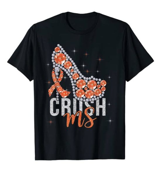 

crush ms dinamol high heels multiple sclerosis awareness t-shirt, White;black