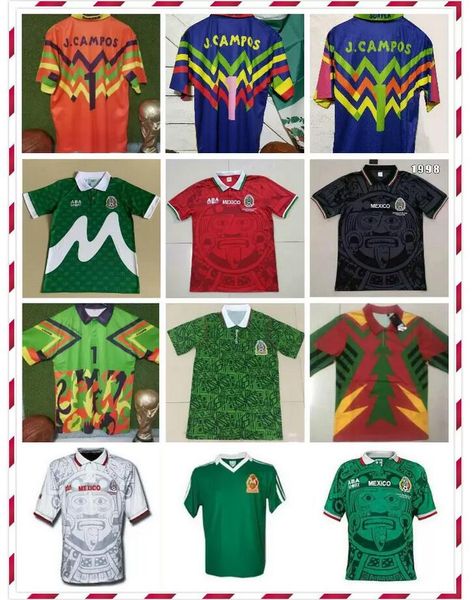 

1998 mexico verde pink multi-color jorge campos #1 goalkeeper zidane henry vintage camisetas jersey, Black;yellow