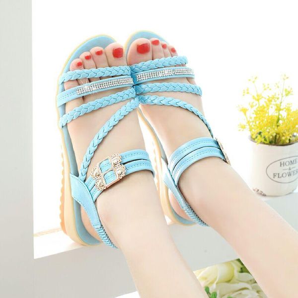 

summer women shoes anti-skid soft outsole wedges open toe sandals princess fashion easy match, Black