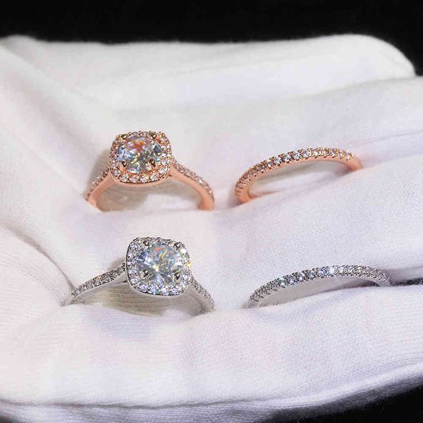 

love ring rings for women square four prong cubic zirconia silver plated couple wedding gift girlfriend fashion jewelle, Slivery;golden